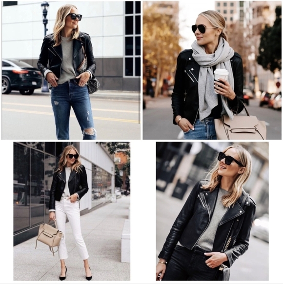 CLUB MONACO 100% Lamb Leather Jacket Gracella Biker Coat Black XS - Picture 4 of 16